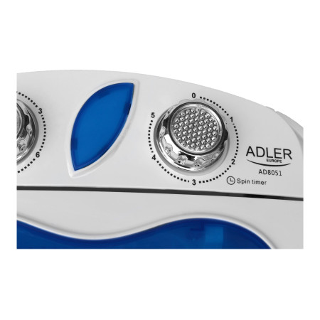 Adler | Washing machine | AD 8051 | Top loading | Washing capacity 3 kg | Unspecified RPM | Depth 37 cm | Width 38 cm | White/Bl