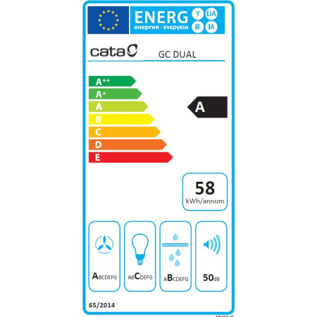 CATA | Hood | GC DUAL A 75 XGBK | Canopy | Energy efficiency class A | Width 79.2 cm | 820 m /h | Touch control | LED | Black gl