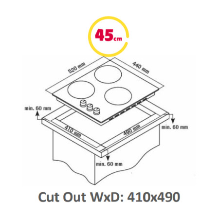 Simfer | Hob | H4.300.VGRIM | Gas | Number of burners/cooking zones 3 | Rotary knobs | Stainless steel