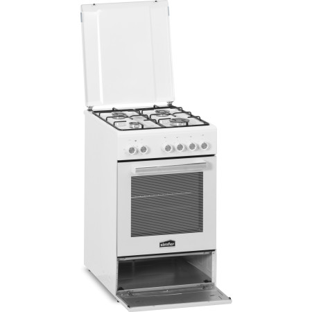 Simfer | Cooker | 5405SERBB | Hob type Gas | Oven type Electric | White | Width 50 cm | Electronic ignition | Depth 60 cm | 43 L