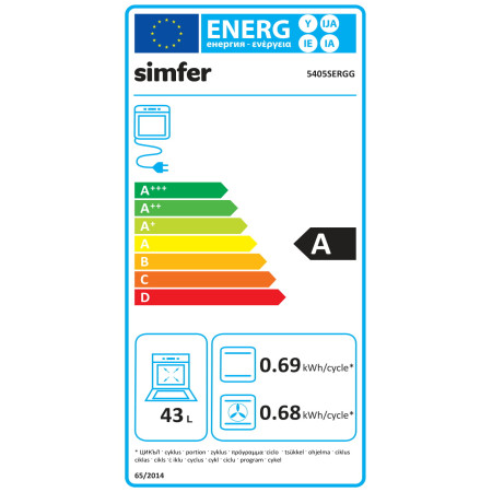 Simfer | Cooker | 5405SERGG | Hob type Gas | Oven type Electric | Stainless steel | Width 50 cm | Electronic ignition | Depth 60