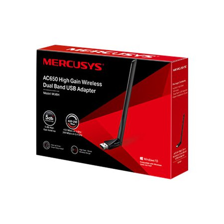 Mercusys | AC650 High Gain Wireless Dual Band USB Adapter | MU6H