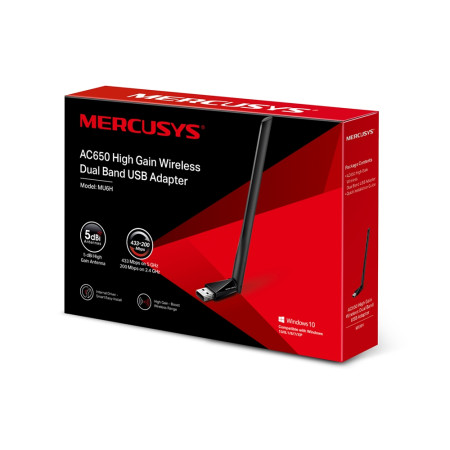 Mercusys | AC650 High Gain Wireless Dual Band USB Adapter | MU6H