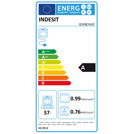 INDESIT | Cooker | IS5V8CHX/E | Hob type Vitroceramic | Oven type Electric | Stainless steel | Width 50 cm | Grilling | Electron