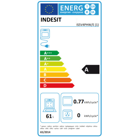 INDESIT | Cooker | IS5V4PHW/E | Hob type Vitroceramic | Oven type Electric | White | Width 50 cm | Grilling | Depth 60 cm | 61 L