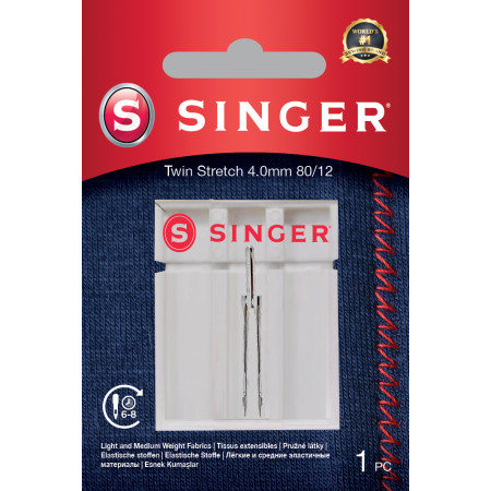 Singer | Twin Stretch Needle, Decorative, 4.0 80/12 1PK