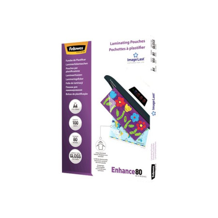 Fellowes | Laminating Pouch PREMIUM | A4 | Clear | Enhance 80 Micron thickness, 216x303 mm - A4, 100 pcs Unique directional arro