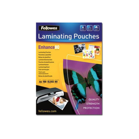 Fellowes | Laminating Pouch PREMIUM | A4 | Clear | Enhance 80 Micron thickness, 216x303 mm - A4, 100 pcs Unique directional arro