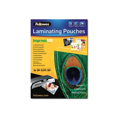 Fellowes | Laminating Pouch | A4 | Clear | Thickness: 100 micron, Qty Per Pack: 100 pcs Ideal for notices, craft materials, sign