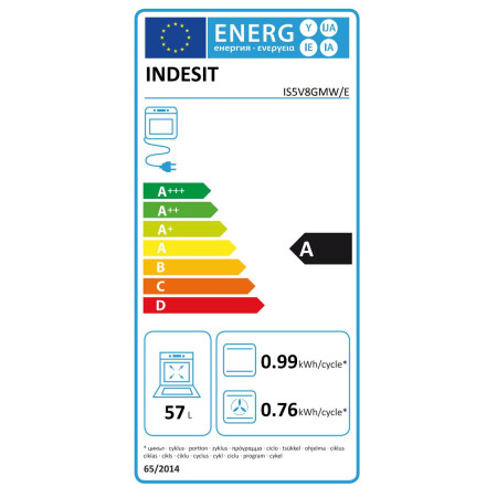 INDESIT | Cooker | IS5V8GMW/E | Hob type Vitroceramic | Oven type Electric | White | Width 50 cm | Grilling | Depth 60 cm | 57 L