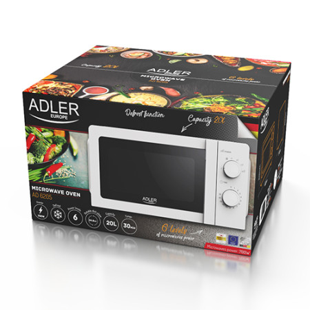 Adler | Microwave Oven | AD 6205 | Free standing | 700 W | White