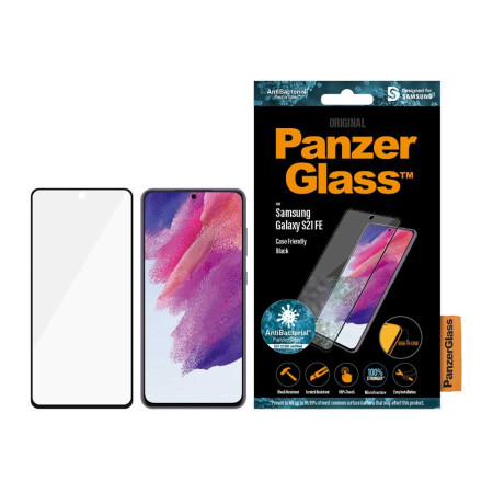 PanzerGlass | Samsng | Galaxy S21 FE CF | Hybrid glass | Black | Antibacterial Works with in-screen fingerprint reader Full fram