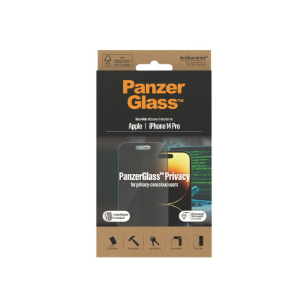 PanzerGlass | Screen protector | Apple | iPhone 14 Pro | Glass | Black | Ultra-Wide Fit Easy installation Privacy Filter Fingerp