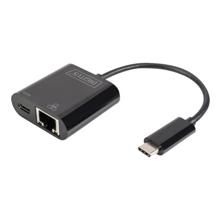 Digitus | USB-Type-C Gigabit Ethernet Adapter + PD with power delivery function | DN-3027 | Black | USB-C port to a Gigabit netw