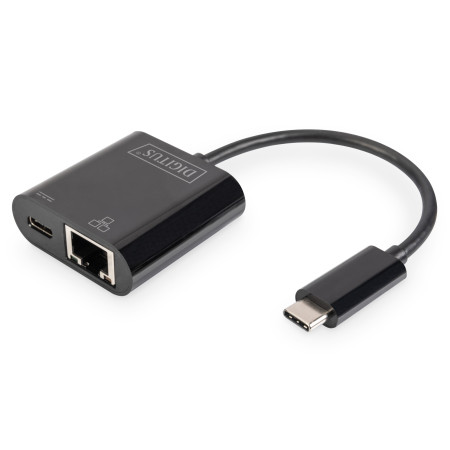 Digitus | USB-Type-C Gigabit Ethernet Adapter + PD with power delivery function | DN-3027 | Black | USB-C port to a Gigabit netw