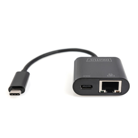 Digitus | USB-Type-C Gigabit Ethernet Adapter + PD with power delivery function | DN-3027 | Black | USB-C port to a Gigabit netw