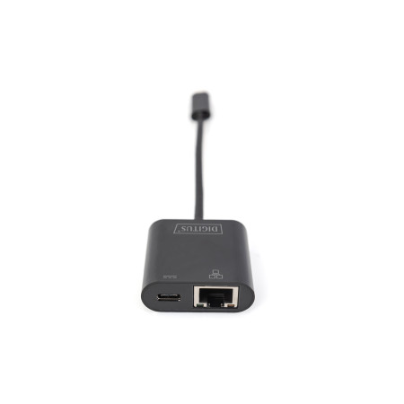 Digitus | USB-Type-C Gigabit Ethernet Adapter + PD with power delivery function | DN-3027 | Black | USB-C port to a Gigabit netw