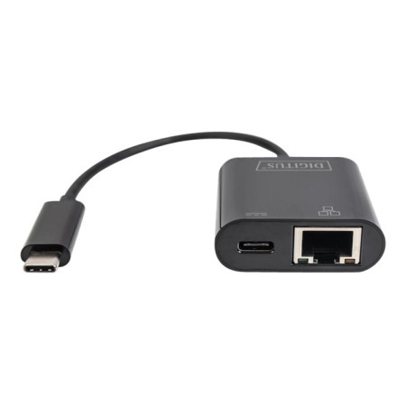 Digitus | USB-Type-C Gigabit Ethernet Adapter + PD with power delivery function | DN-3027 | Black | USB-C port to a Gigabit netw