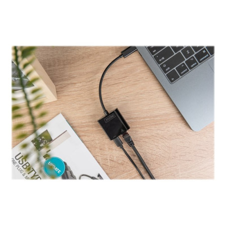 Digitus | USB-Type-C Gigabit Ethernet Adapter + PD with power delivery function | DN-3027 | Black | USB-C port to a Gigabit netw