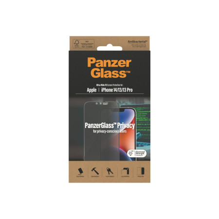 PanzerGlass | Screen protector | Apple | iPhone 14/13/13 Pro | Glass | Black | Ultra-Wide Fit | Privacy