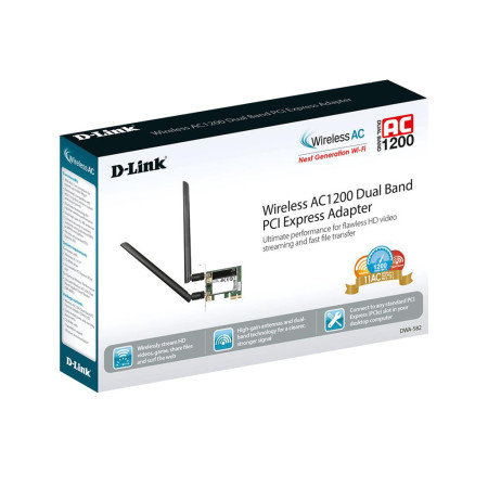 D-Link | DWA-582 Wireless 802.11n Dual Band PCIe Desktop Adapter