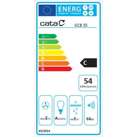 CATA | Hood | GCB 55 X | Canopy | Energy efficiency class C | Width 55 cm | 371 m /h | Mechanical | LED | Stainless steel/Grey