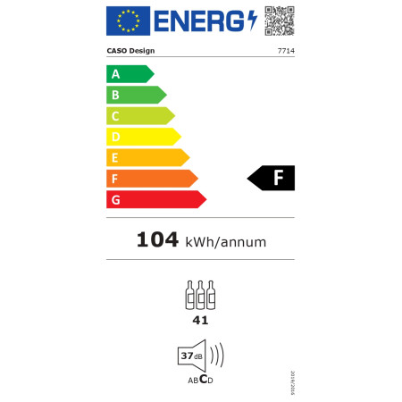 Caso | Wine Cooler | WineDeluxe WD 41 | Energy efficiency class F | Built-in | Bottles capacity 41 | Black