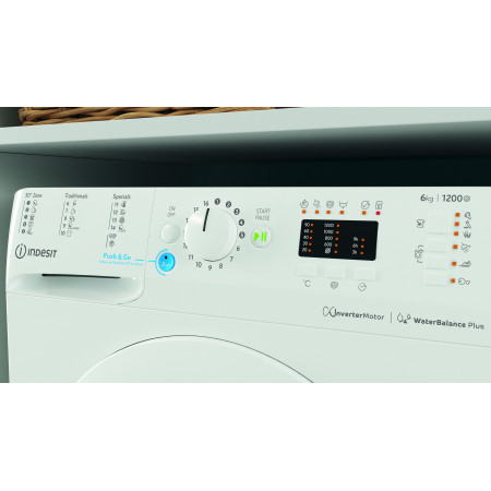 INDESIT | Washing machine | BWSA 61294 W EU N | Energy efficiency class C | Front loading | Washing capacity 6 kg | 1151 RPM | D