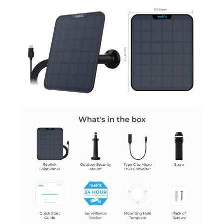 Reolink | Solar charger for video cameras | Solar Panel 2 | IP65