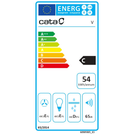 CATA | Hood | V-600 WH | Wall mounted | Energy efficiency class C | Width 60 cm | 420 m /h | Mechanical control | LED | White