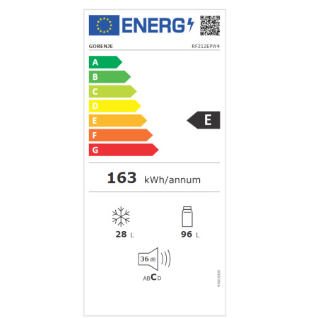 Gorenje | Refrigerator | RF212EPW4 | Energy efficiency class E | Free standing | Double Door | Height 117 cm | Fridge net capaci