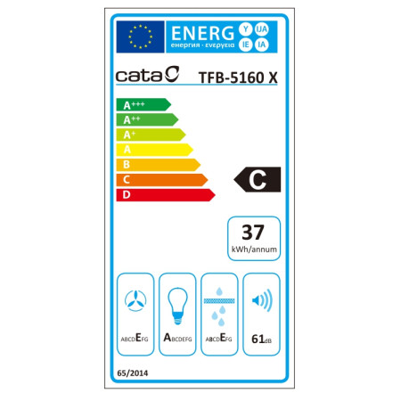 CATA | Hood | TFB-5160 X | Telescopic | Energy efficiency class C | Width 59.5 cm | 300 m /h | Mechanical | CSLED | Stainless st