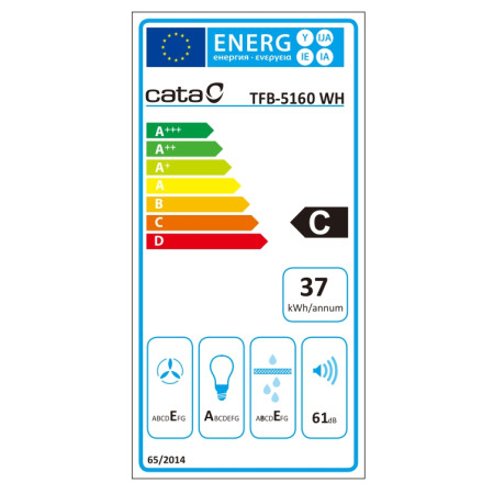 CATA | Hood | TFB-5160 WH | Telescopic | Energy efficiency class C | Width 59.5 cm | 300 m /h | Mechanical | CSLED | White