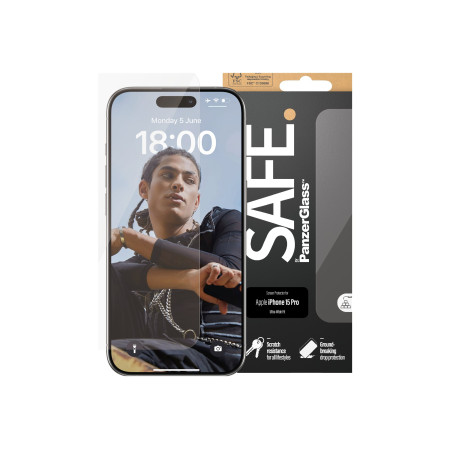 PanzerGlass | SAFE | Screen protector | Apple | Iphone15 PRO | Glass | Clear | Ultra-Wide Fit