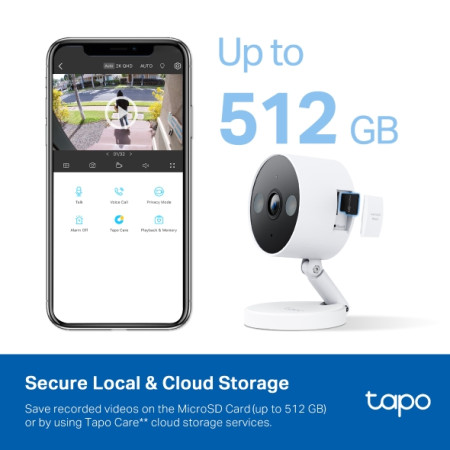 TP-LINK | Wi-Fi Home Security Camera | Tapo C120 | 24 month(s) | Compact | 4 MP | 3.17mm | IP66 | H.264 | MicroSD Up to 512 GB