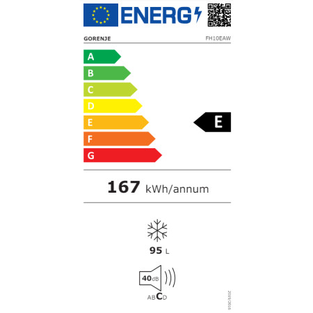 Gorenje | Freezer | FH10EAW | Energy efficiency class E | Chest | Free standing | Height 85.4 cm | Total net capacity 95 L | Whi