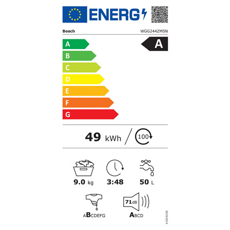 Bosch | Washing Machine | WGG244ZMSN | Front loading | Washing capacity 9 kg | 1400 RPM | Depth 59 cm | Width 60 cm | LED | Stea