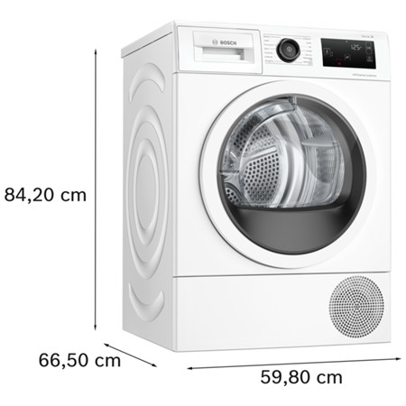 Bosch Dryer Machine with Heat Pump | WTU876IHSN | Energy efficiency class A++ | Front loading | 9 kg | LED | Depth 61.3 cm | Whi