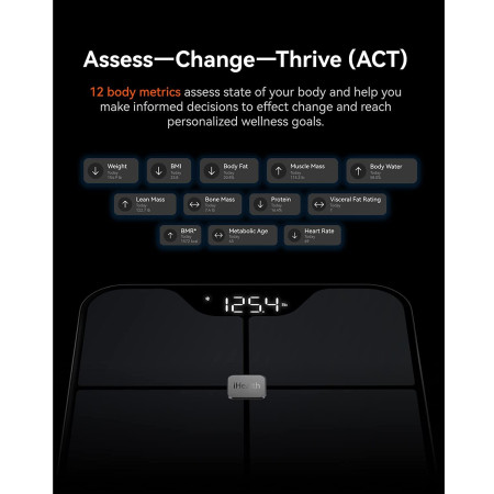iHealth | Wireless Body Composition Scale | Nexus Pro | Maximum weight (capacity) 181 kg | Body Mass Index (BMI) measuring | Bla