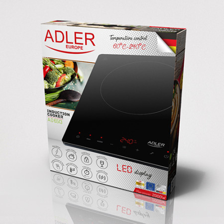 Adler | Hob | AD 6513 | Number of burners/cooking zones 1 | LCD Display | Black | Induction