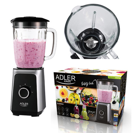 Adler | Blender | AD 4076 | Tabletop | 1000 W | Jar material Glass | Jar capacity 1.5 L | Ice crushing | Black