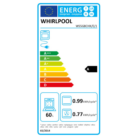 Whirlpool Cooker | WS5G8CHX/E/1 | Hob type Gas | Oven type Electric | Stainless steel | Width 50 cm | LED | Depth 60 cm | 60 L