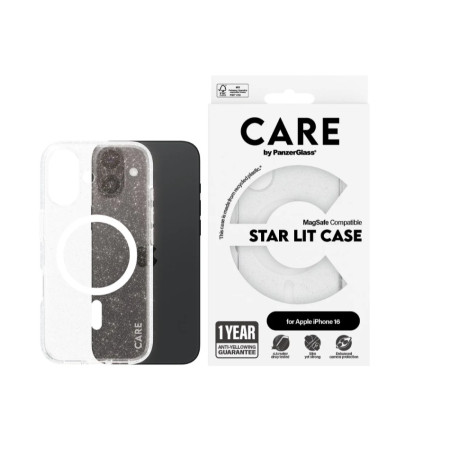 CARE Flagship Case | Back cover | Apple | iPhone 16 | Recycled plastic | White | Urban Combat Star Lit with MagSafe