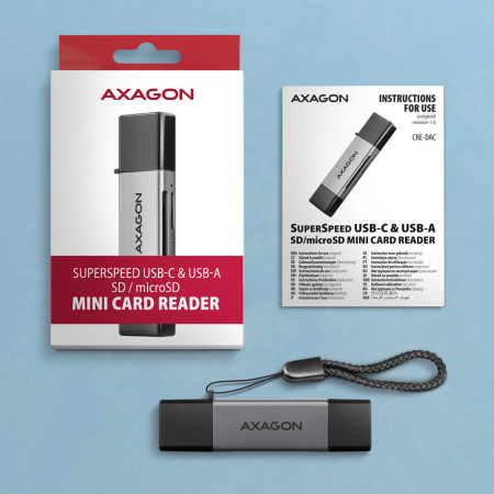 AXAGON Mobile USB 3.2 Gen 1 MINI card reader with USB-C and USB-A connectors | CRE-DAC