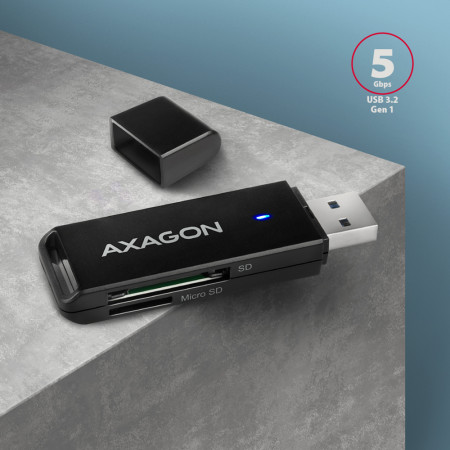 AXAGON Slim super-speed USB 3.2 Gen 1 card reader with a direct USB-A connector | CRE-S2N