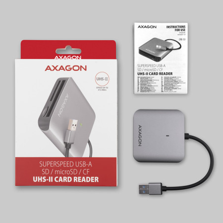 AXAGON Aluminum high-speed USB-A 3.2 Gen 1 memory card reader, 3 slots | CRE-S3