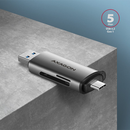 AXAGON Mobile USB 3.2 Gen 1card reader with USB-C and USB-A connectors | CRE-SAC