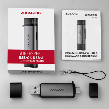 AXAGON Mobile USB 3.2 Gen 1card reader with USB-C and USB-A connectors | CRE-SAC