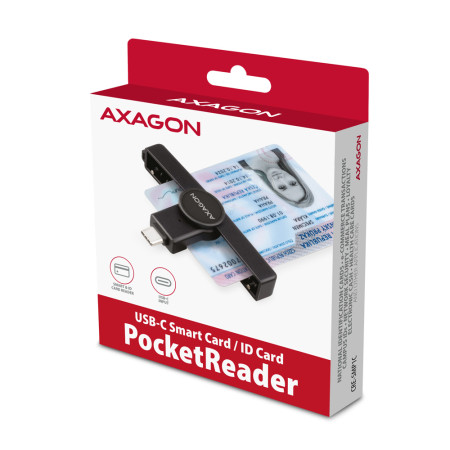 AXAGON Foldable pocket USB-C contact Smart/ID card reader | CRE-SMPC