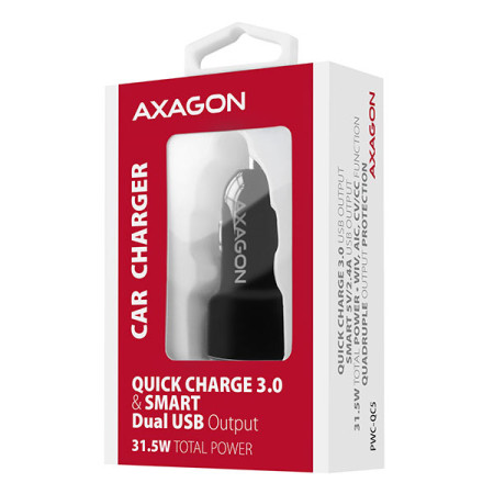 AXAGON Dual car charger, 31.5W | PWC-QC5